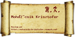 Mohácsik Krisztofer névjegykártya